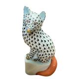 Herend Black Fishnet & Rust Fox w/24kt. Accents