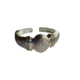 NIP UNY Pave Stone Cable Wire Spring Clap Bangle