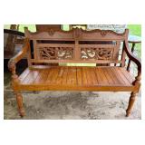 French Provincial Ornate Carved Wood Bench