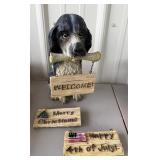 Cocker Spaniel garden statue interchangeable sign