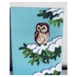 Vintage Crewel Embroidery Saw-Whet Owl