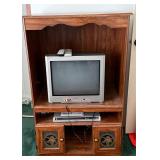 Entertainment center with TV and DVD Player