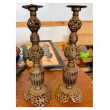 MCM Pierced Brass Candle Holders