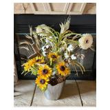 Flower Arrangement in Stainless Steel Bucket