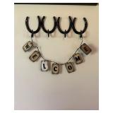 Horseshoe Hat Rack with Welcome sign