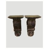 Vtg. Carved Wood Wall Shelves
