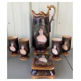 Jungfrau Porcelain Pitcher,Goblets,Trinket