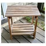 2 Tier Slatted Wood Side Table