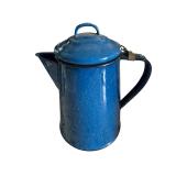 Vintage Enamelware Blue & White Speckled Coffeepot