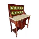 19thC.Victorian Eastlake Walnut WashStand Marble
