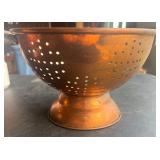 Vintage Copper Strainer Colander W Brass Handles