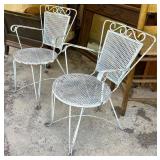 2 Vtg. Metal Chairs, Mesh Metal Mid Century