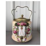 Antique English Bristolia Ceramic Biscuit Jar