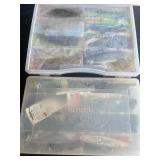 Fishing worms, jigs, with tackle boxes