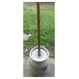 Vintage stoneware butter churn with lid and stick