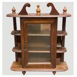 Vtg. Wooden Curio Knick Knack Display Glass Door