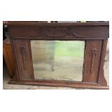 Antique Edwardian oak overmantle wall mirror