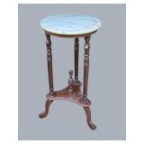 Victorian Marble Top Mahogany Wood Plant Stabd
