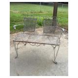 Vtg. Mid Century Patio Bench & Side Table