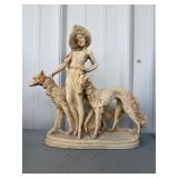VTG Santana Figurine Woman with Borzoi Dogs
