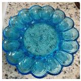 Indiana Glass Horizon Blue hobnail egg plate