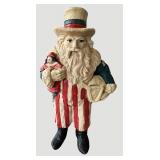Vtg. Carved Wood Patriot Santa Claus Figure