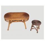 Wicker Coffee Table and Stool