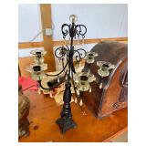 6 Arm Taper Candle Candelabra Clear Cut Teardrops