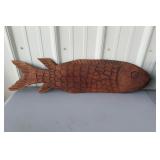 hand-carved wooden fish wall plaque,