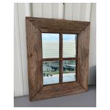 Antique Mirror in Rustic Wood Frame