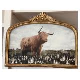 Highland Cow Picture in Ornate Gold Frame 14'x18'