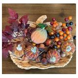 Woven Wicker Pumpkin with Decor