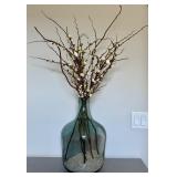 Heavy Glass Bottle with Faux Flowers