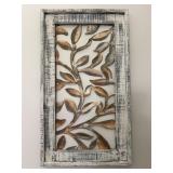Rustic Metal Wall Art Framed in White-Washed Wood