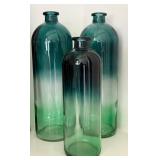 Lot of Blue/Green Glass Decor Jars