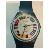 Vtg. 1984 Swatch Watch GS101 Nautical 12 Flags