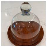 Vernon Co. Solid Walnut Glass Dome Cheese Server