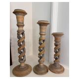 Wood Spiral Candle Holders