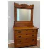 Antique Victorian Oak 3-Drawer Dresser