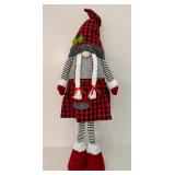 Northlight Buffalo Plaid Girl Gnome with Pigtails