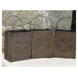 Punched Metal Star Candle Holders Made in Mexico