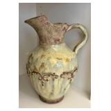 Majolica-style Glazed pitcher 11.5'