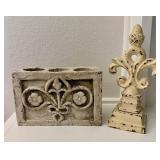 Fleur De Lis Cast Iron Finial & Pottery