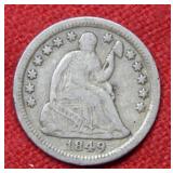 1849 O Seated Liberty Half Dime
