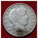 1907 Barber Silver Half Dollar Coin