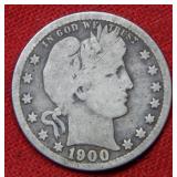 1900 O Barber Silver Quarter Coin