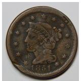 1851 Large Cent with Counter Stamp