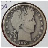 1898 O Barber Silver Half Dollar