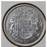 1957 Canada Silver Half Dollar Coin