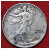 1917 Walking Liberty Silver Half Dollar Coin